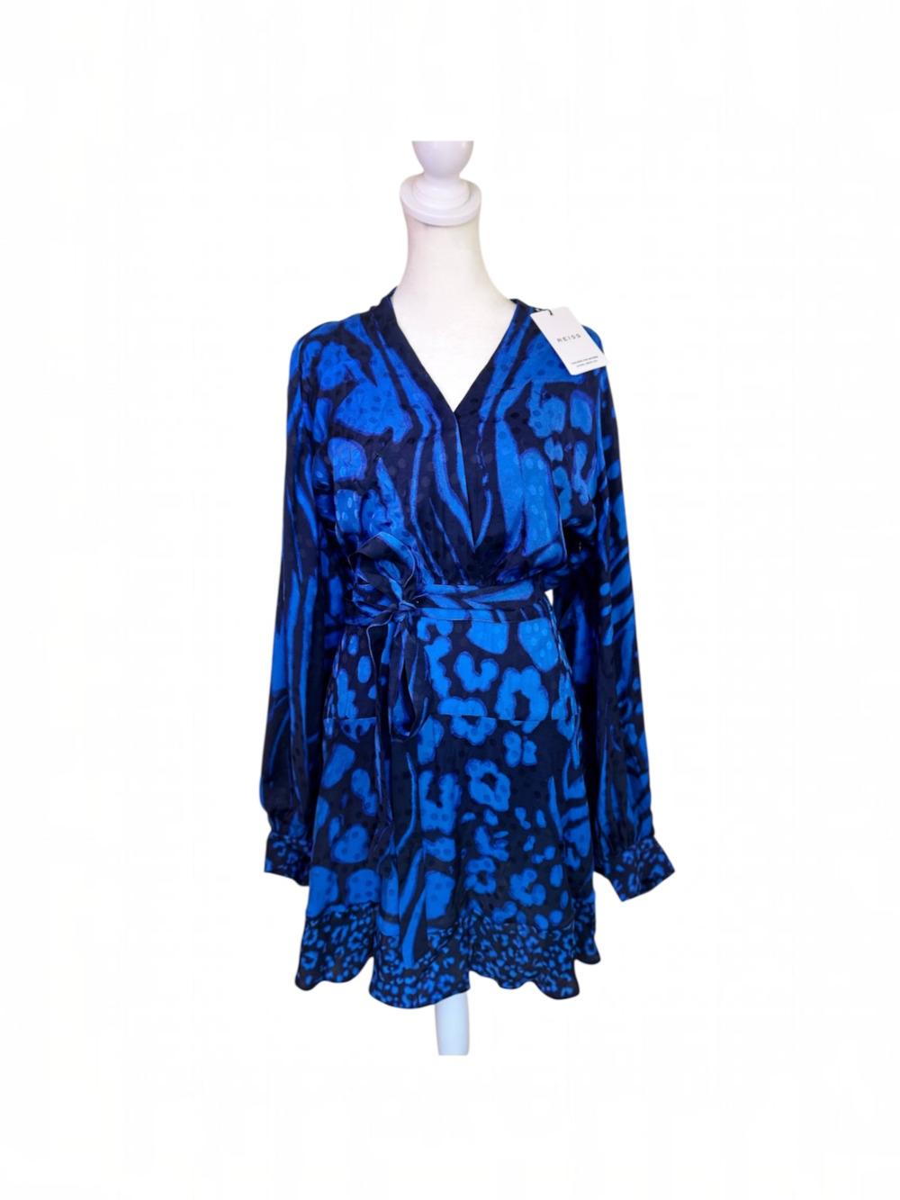 REISS Kerri Printed Blouson Sleeves Mini Dress
